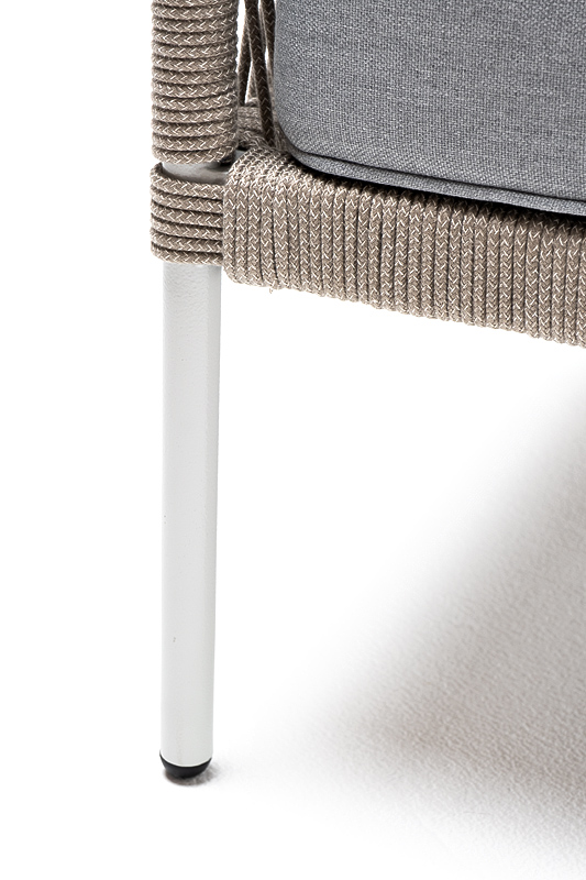 Канны кресло плетеное из роупа, каркас алюминий светло-серый (RAL7035) муар, роуп серый меланж круглый, ткань светло-серая фото 7