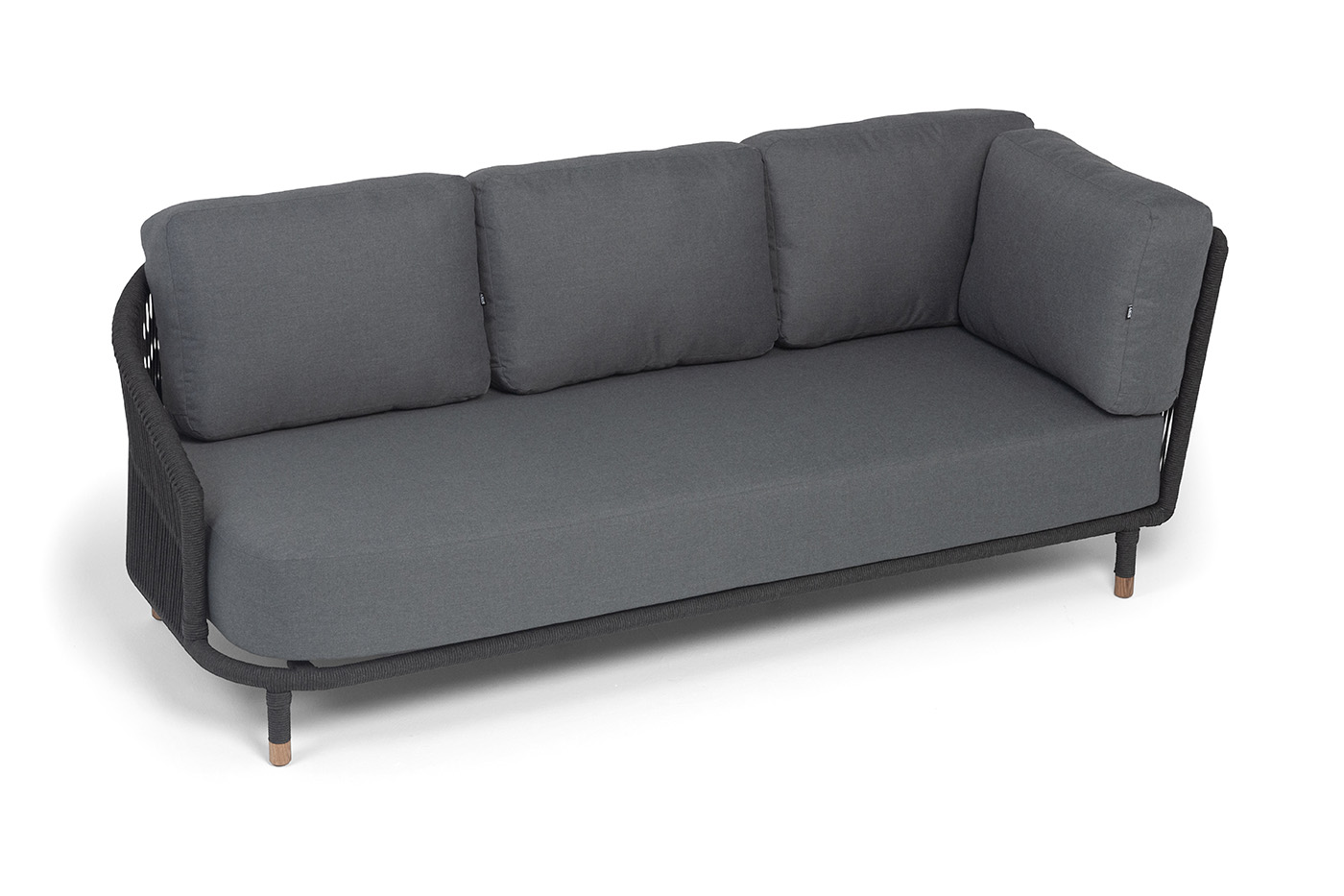 Верона правый-угол модуль плетеный из роупа, каркас алюминий темно-серый (RAL7024) муар, роуп темно-серый круглый, ткань темно-серая 027, L220х89 фото 4