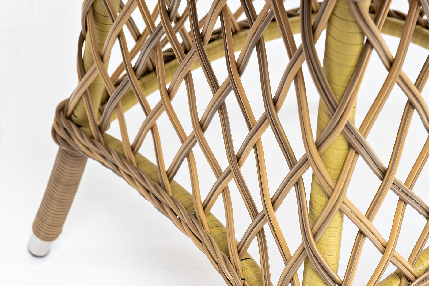 Эспрессо плетеный круглый стол, диаметр 80 см, цвет соломенный фото 7