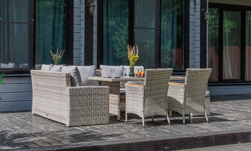 Угловой комплект Zorro Wood Double Royal Family из искусственного ротанга, цвет бежевый фото 4