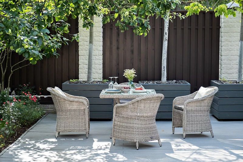 Обеденная группа Фредо 4SIS из искусственного ротанга, цвет бежевый фото 4