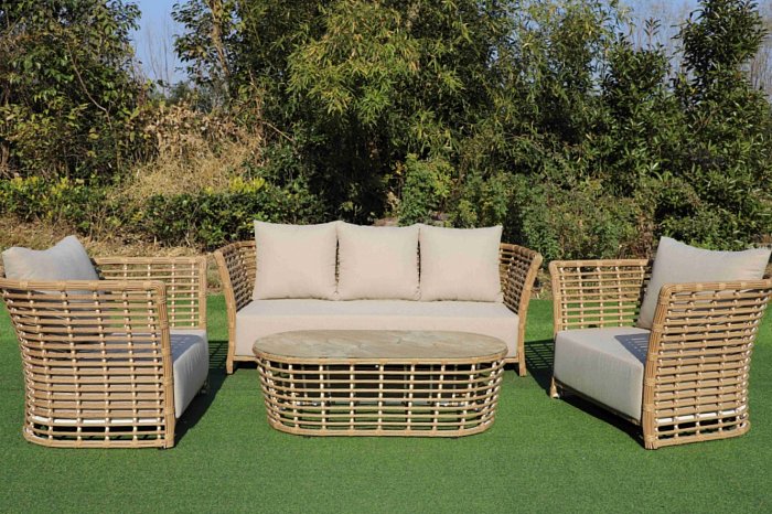 Лаунж-Зона Валенсия 4SIS из искусственного ротанга, цвет соломенный фото 1