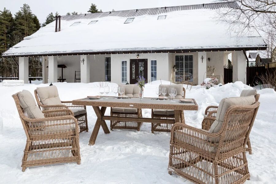 Обеденный комплект Isabella Royal Family из искусственного ротанга, цвет бежевый фото 11