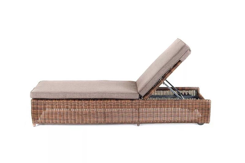 Шезлонг Рим 4SIS из искусственного ротанга, цвет коричневый с подушкой фото 3