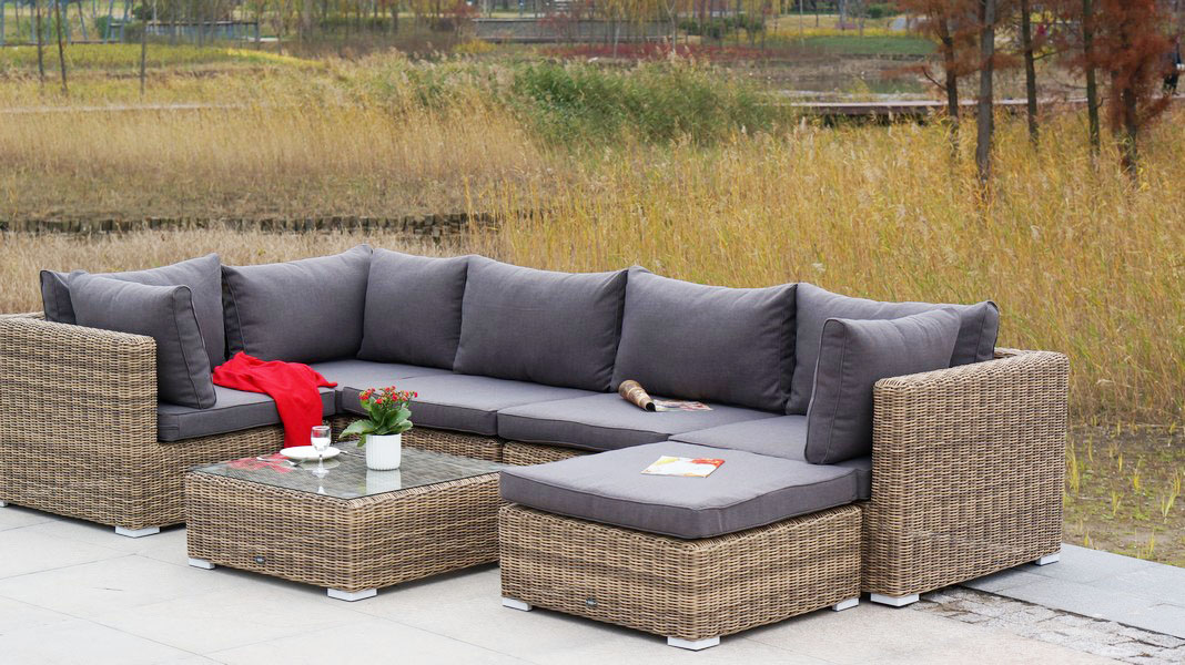 Лунго плетеная оттоманка с подушкой, цвет соломенный фото 6