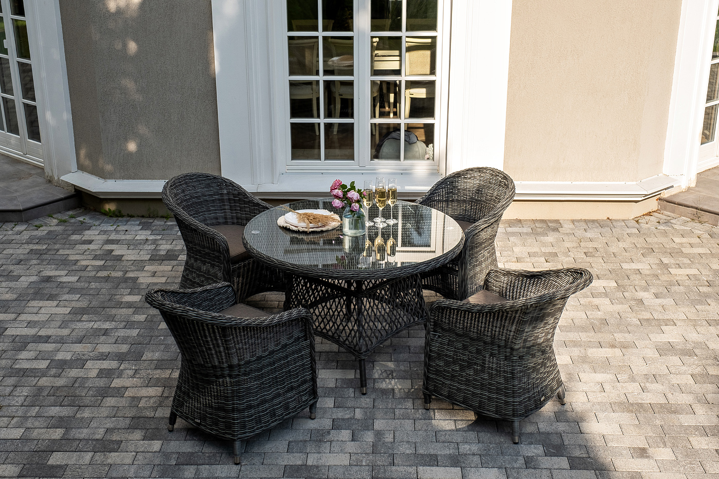 Равенна обеденная группа плетеная, цвет графит фото 2