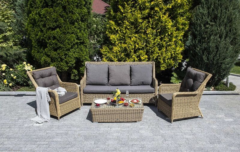 Лаунж-зона Гляссе 4SIS из искусственного ротанга, цвет соломенный фото 6