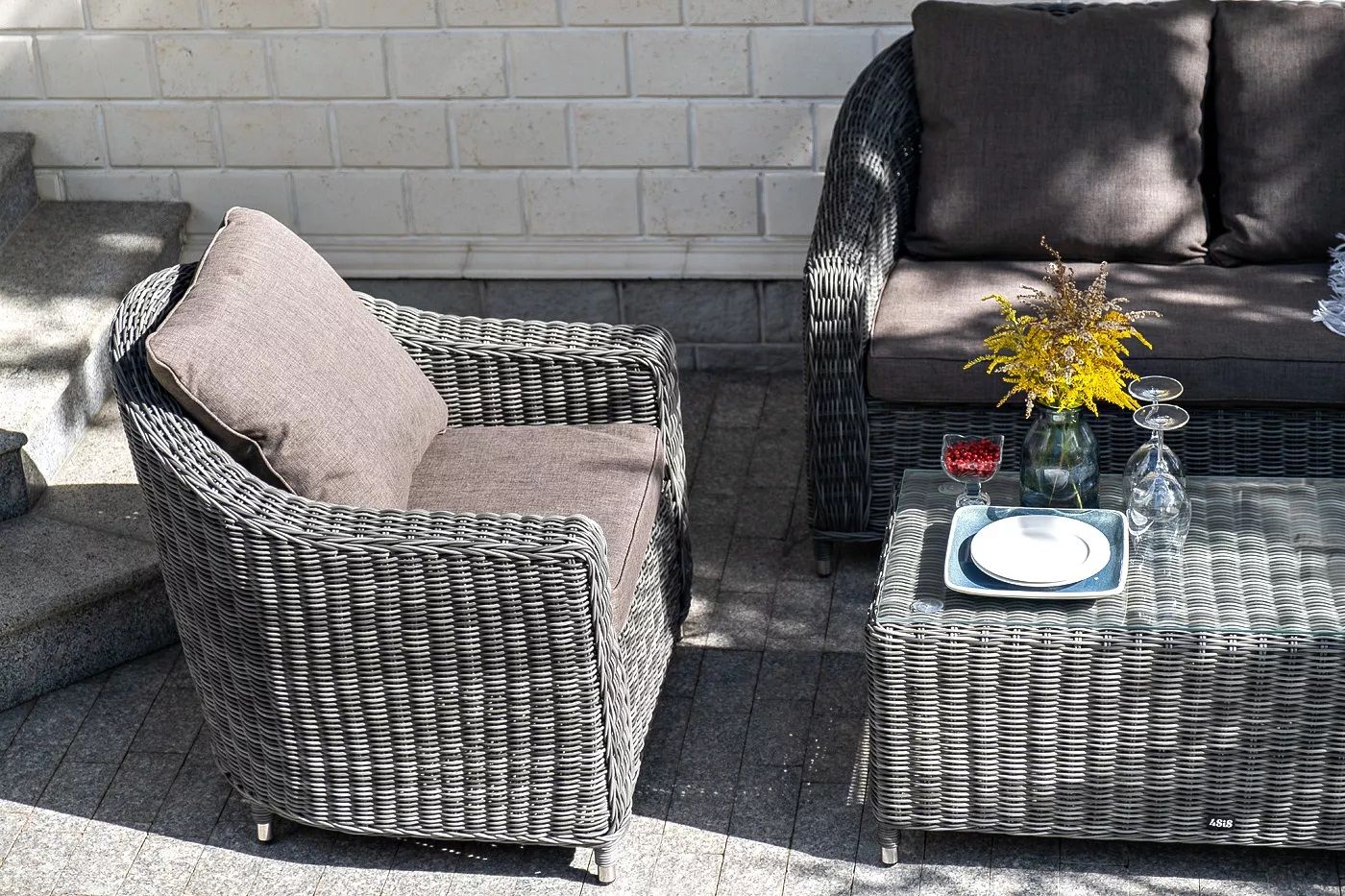 Лаунж-зона Кон Панна 4SIS из искусственного ротанга, цвет графит фото 7
