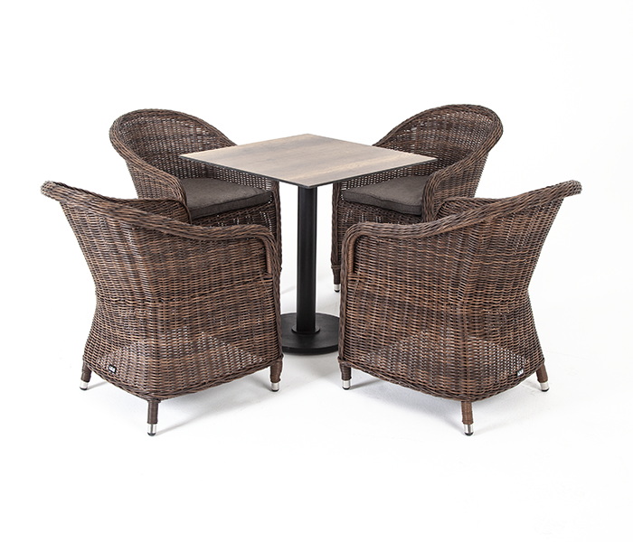 Каффе обеденная группа на 4 персоны, стулья коричневые фото 1