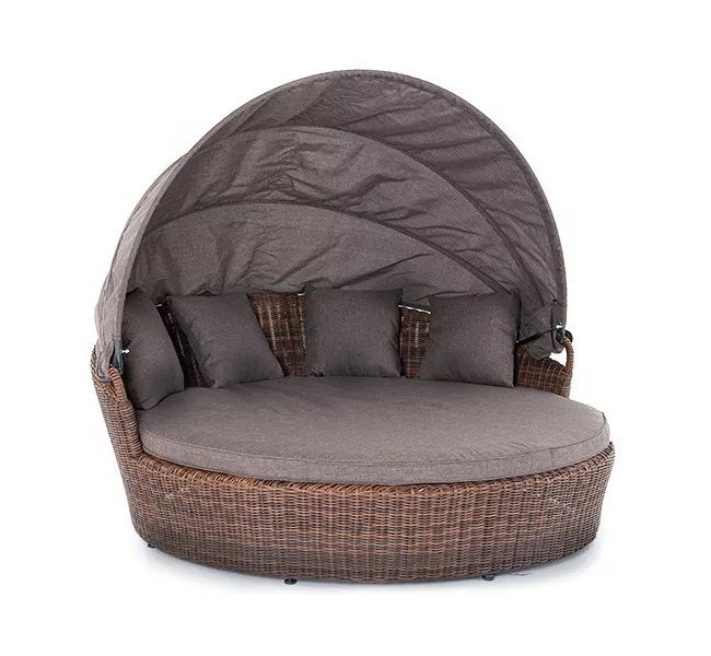 Плетеная кровать круглая Стильяно 4SIS из искусственного ротанга, цвет коричневый фото 1