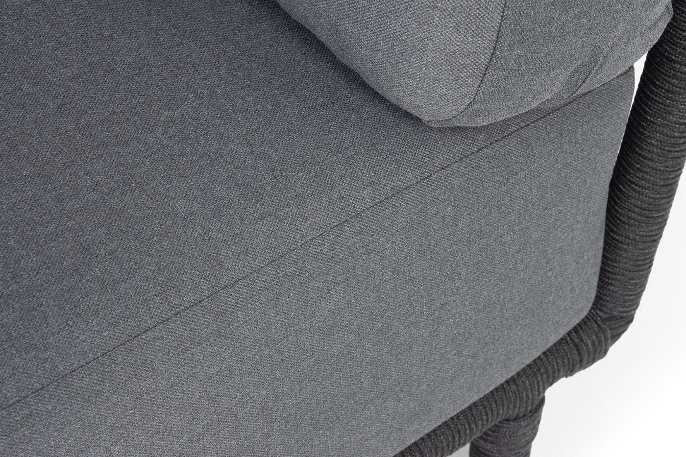 Верона правый-угол модуль плетеный из роупа, каркас алюминий темно-серый (RAL7024) муар, роуп темно-серый круглый, ткань темно-серая 027, L220х89 фото 7