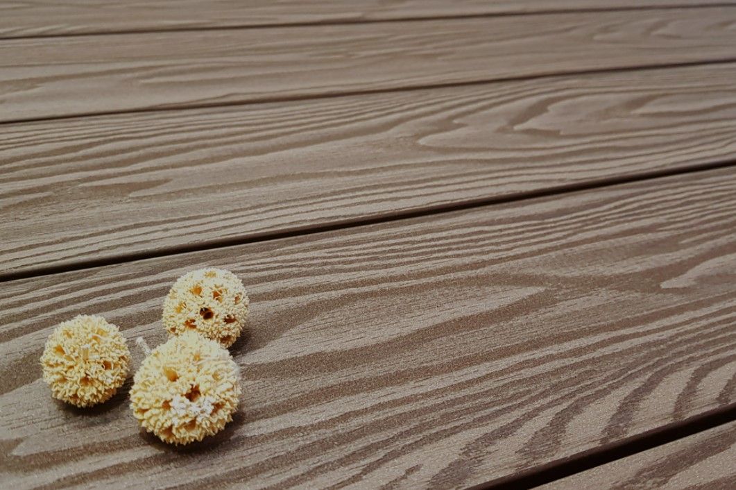 Террасная доска Террапол Смарт 3D Полнотелая без паза 3000 или 2000х130х24 мм, цвет Тик Киото фото 2