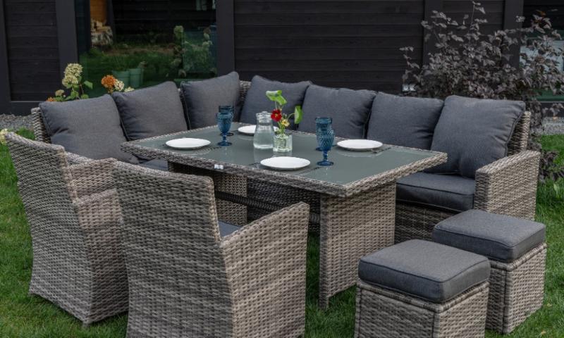 Угловой комплект Zorro Plus Double Royal Family из искусственного ротанга, цвет серый фото 1