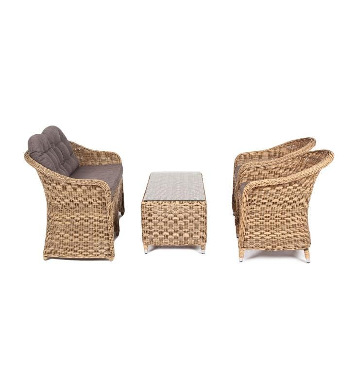 Лаунж-зона Равенна 4SIS из искусственного ротанга, цвет соломенный фото 11