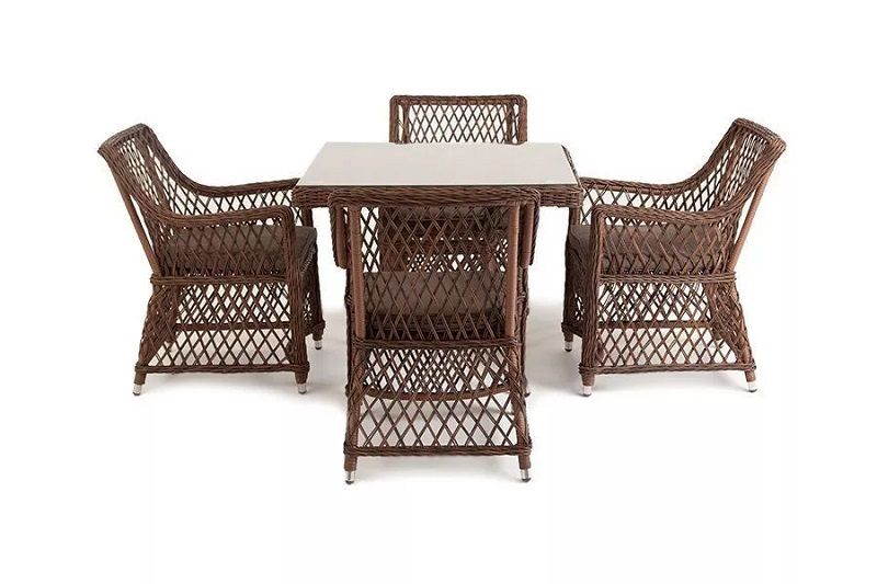 Плетеная обеденная группа Айриш 4SIS из искусственного ротанга, цвет коричневый фото 2