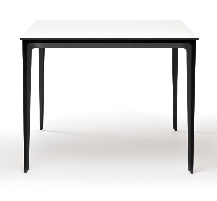 Малага обеденный стол из HPL 90х90см, цвет молочный, каркас черный фото 2