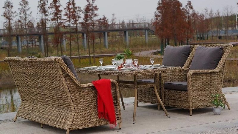 Плетеное кресло Гляссе 4SIS из искусственного ротанга, цвет соломенный фото 7