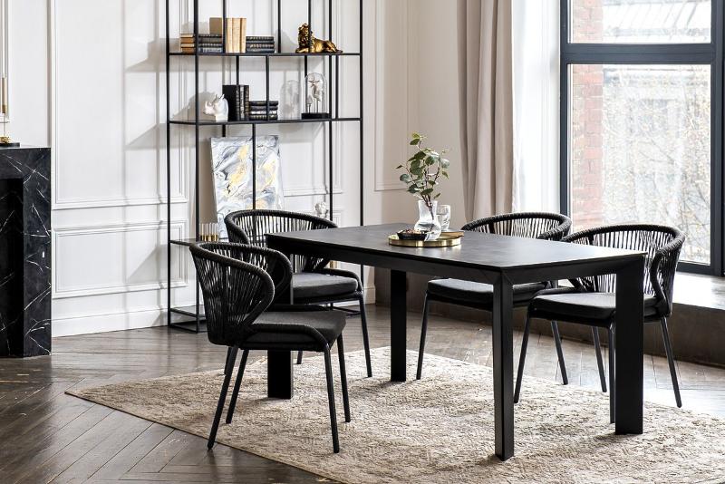 Обеденная группа Венето 4SIS на 4 персоны со стульями "Милан", каркас темно-серый, роуп темно-серый фото 5