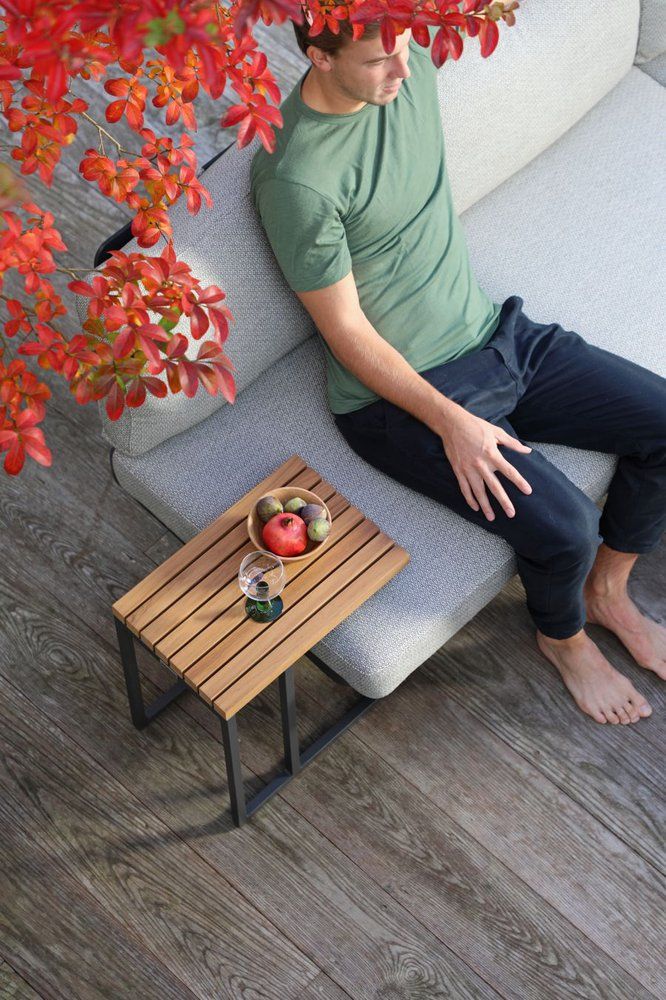 Кофейный стол Amal Brafritid маленький, антрацит/натуральный, алюминий/тик фото 4