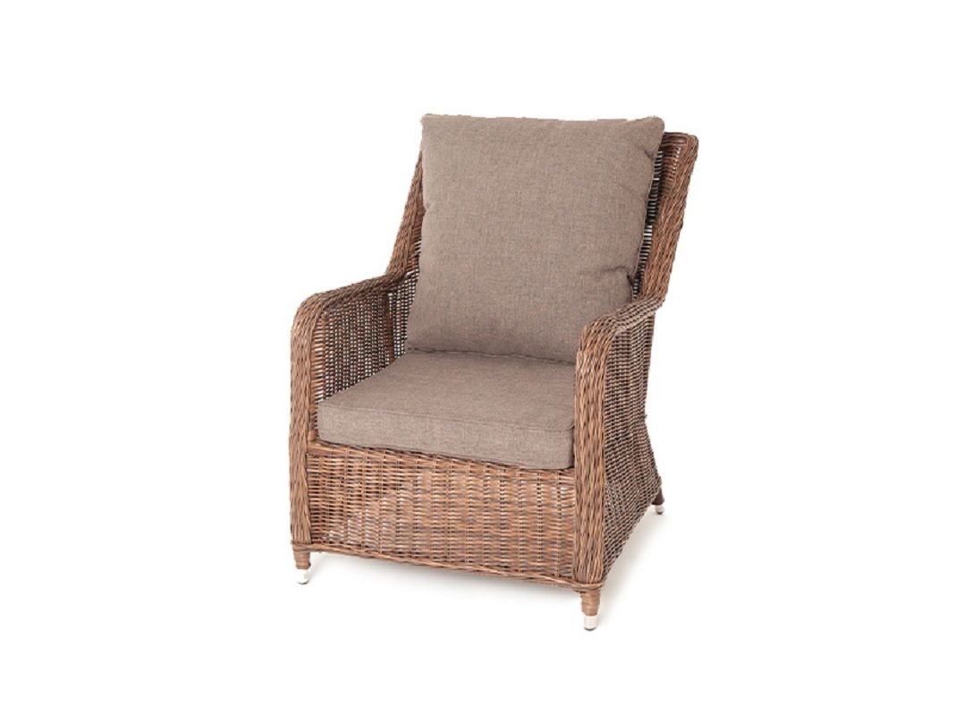 Плетеное кресло Гляссе 4SIS из искусственного ротанга, цвет коричневый фото 1