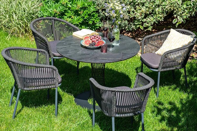 Обеденная группа Диего 4SIS из роупа (веревки), цвет серый гранит фото 3