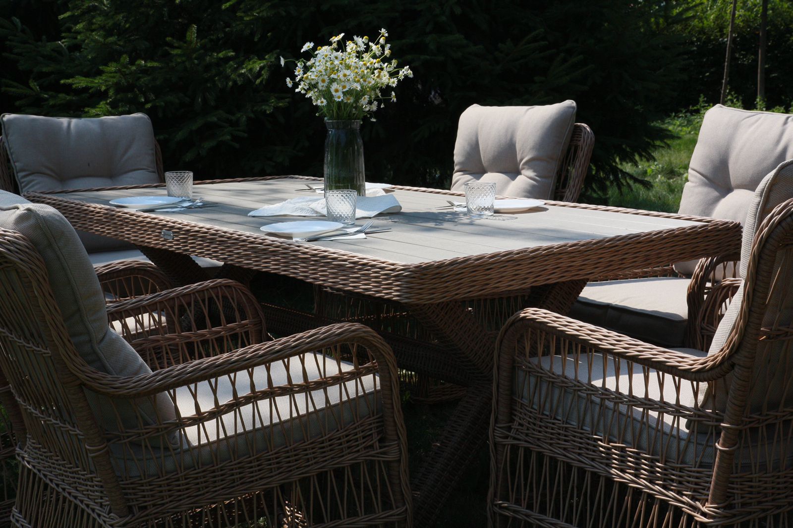 Обеденный комплект Isabella Royal Family из искусственного ротанга, цвет бежевый фото 9