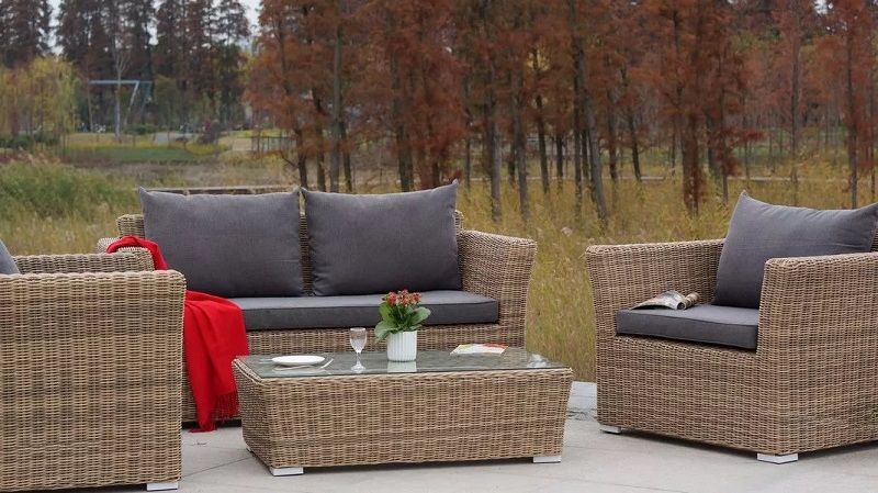 Диван двухместный Капучино 4SIS из искусственного ротанга, цвет соломенный фото 5