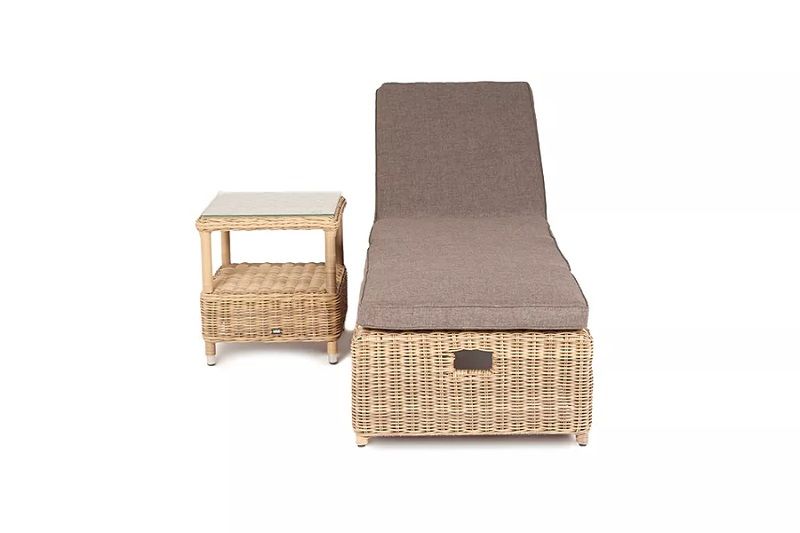 Комплект шезлонг со столиком Рим 4SIS из искусственного ротанга, цвет соломенный фото 4