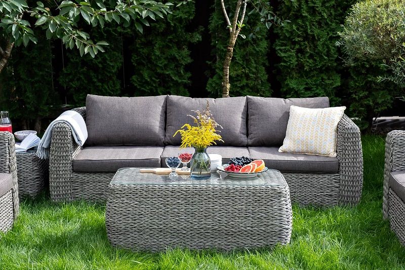 Журнальный столик Кальяри 4SIS из искусственного ротанга (гиацинт), цвет серый фото 4