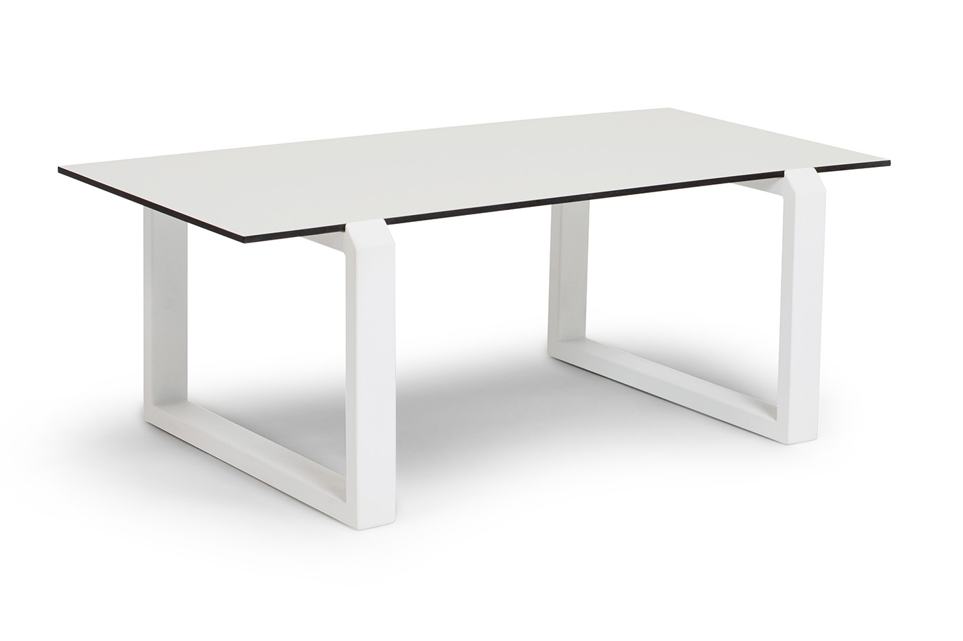 Варадеро журнальный стол из HPL 110х60 H43, каркас алюминий белый муар, цвет столешницы молочный фото 1