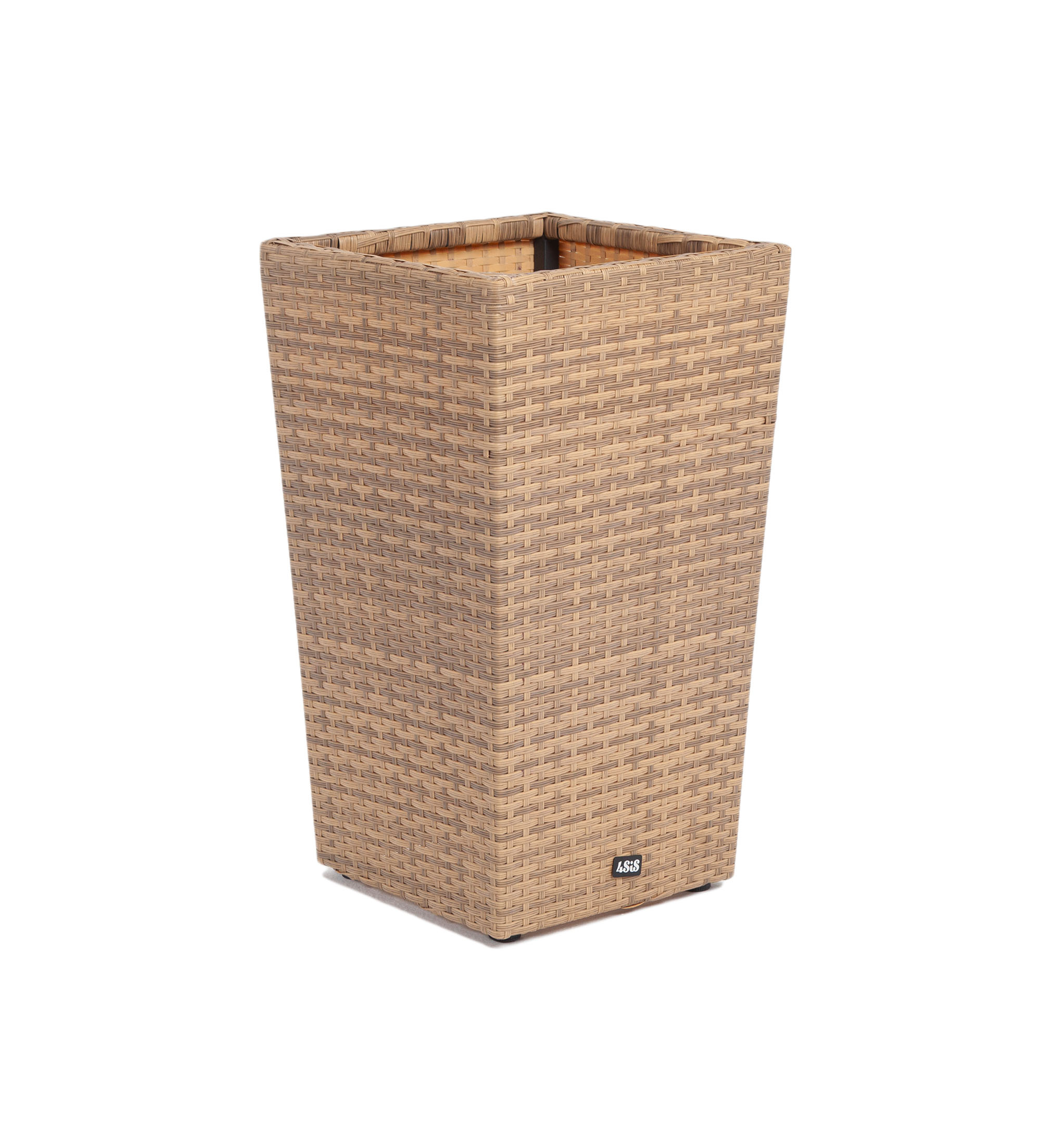 Капучино кашпо для цветов плетеное из искусственного ротанга, цвет соломенный фото 2