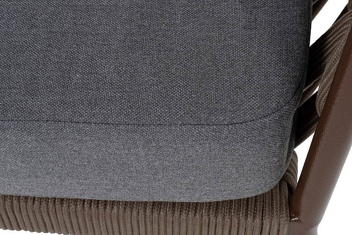 Диван Диего 4SIS 2-местный плетеный из роупа, каркас алюминий коричневый (RAL8016) муар, роуп коричневый круглый, ткань темно-серая 27 фото 2