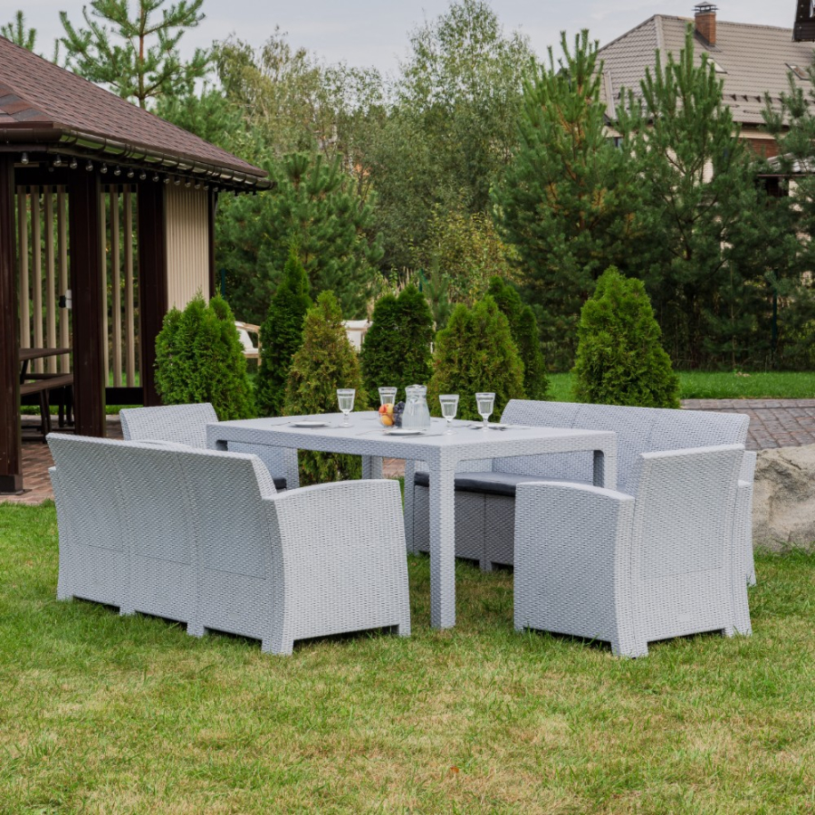 Обеденный комплект Grand Lana Dining XL Royal Family из пластика, цвет светло-серый фото 1