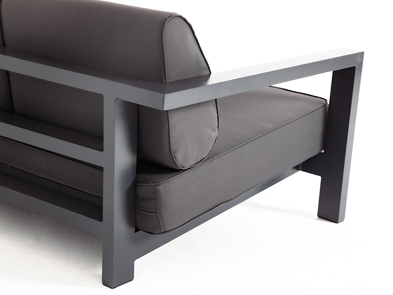 Гранада диван 3-местный, каркас алюминий темно-серый (RAL7024) шагрень, ткань темно-серая 027 фото 4