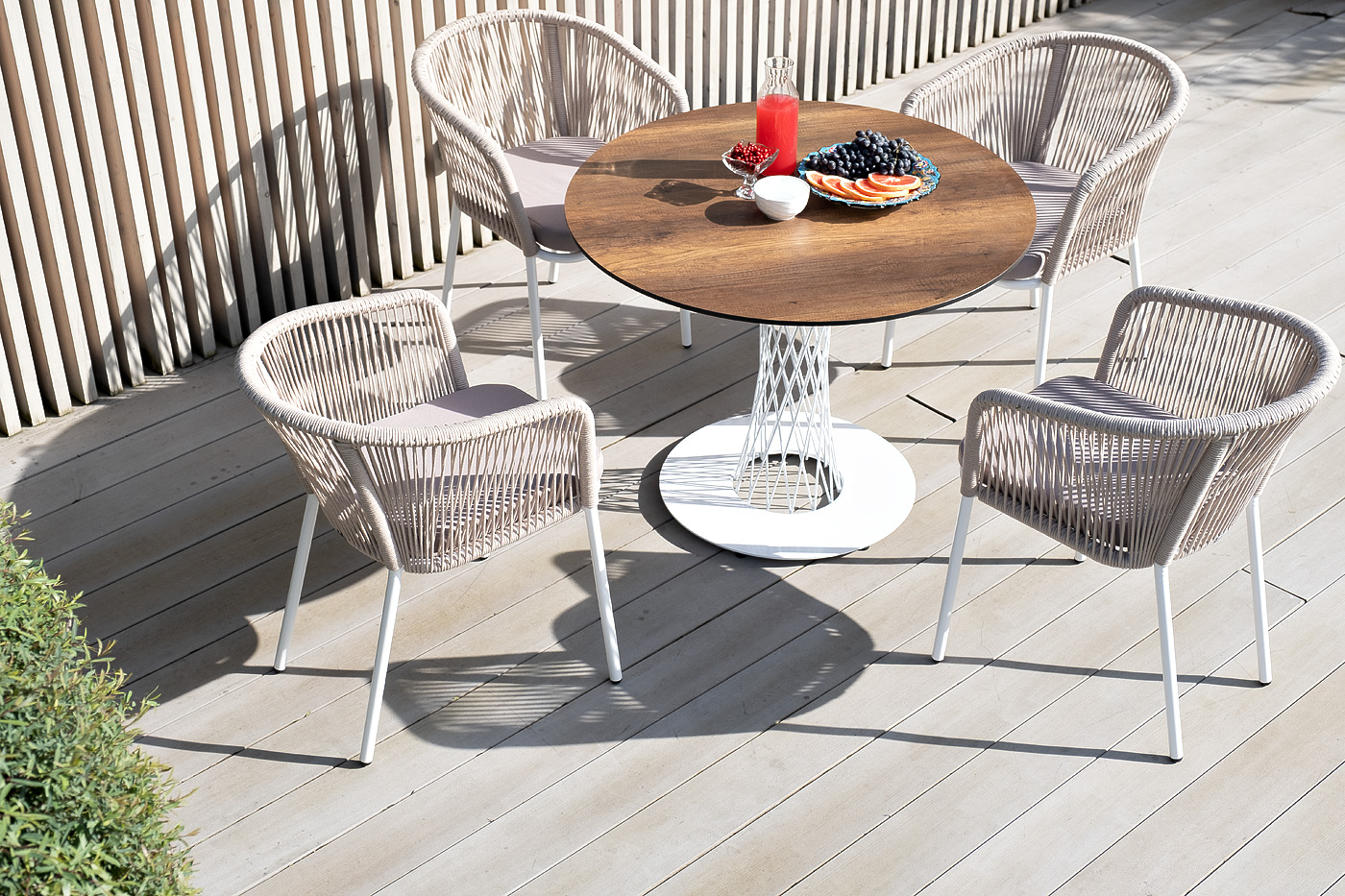 Диего обеденная группа на 4 персоны, круглый стол дуб, цвет бежевый фото 1