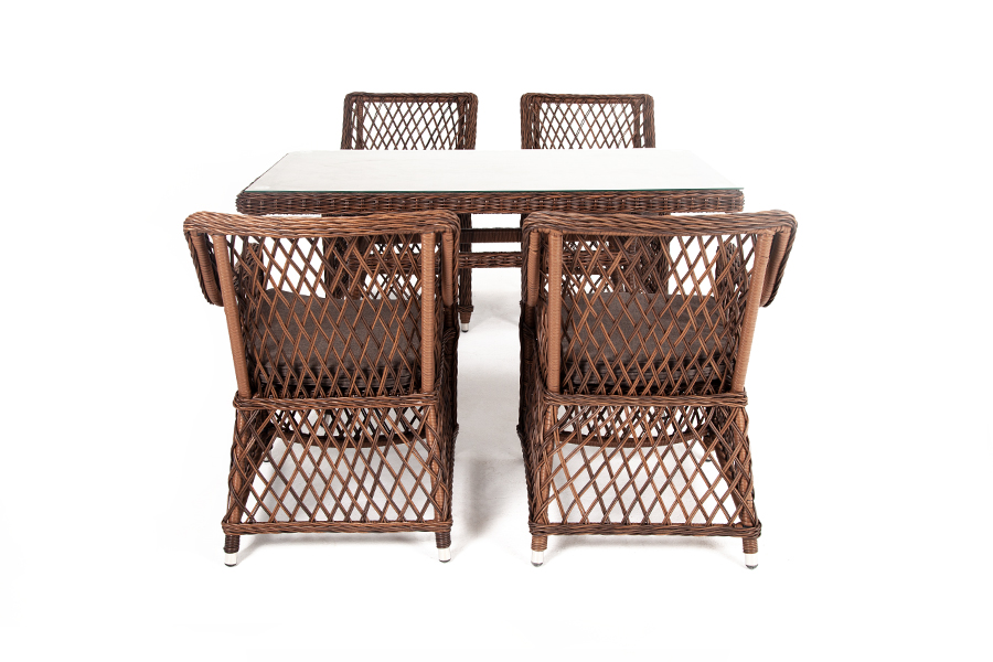 Латте плетеный стол из искусственного ротанга 140х80см, цвет коричневый фото 6