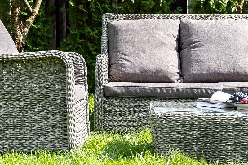 Диван трехместный Гляссе 4SIS из искусственного ротанга (гиацинт), цвет графит фото 5