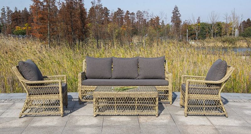 Стол журнальный Гранд Латте 4SIS из искусственного ротанга, цвет соломенный фото 5