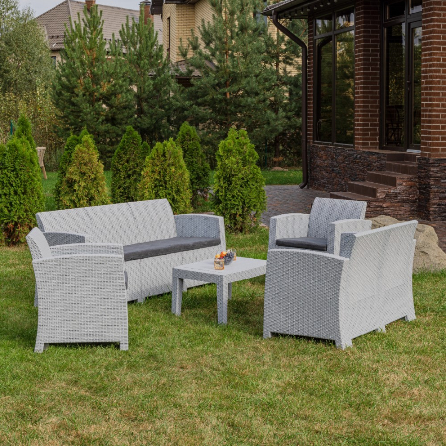 Обеденный комплект Grand Lana L Royal Family из пластика, цвет светло-серый фото 2