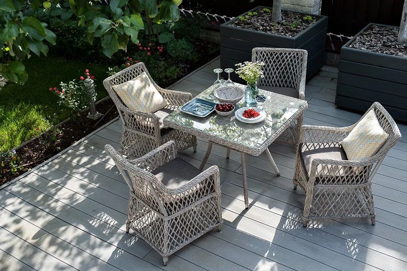 Плетеная обеденная группа Айриш 4SIS из искусственного ротанга, цвет бежевый фото 5