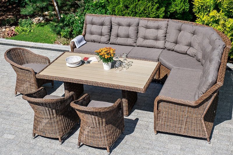 Левый модуль дивана Бергамо 4SIS из искусственного ротанга, цвет коричневый фото 5