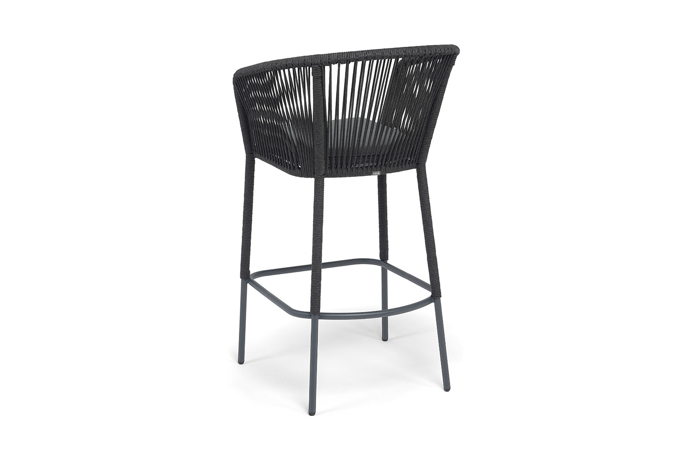 Марсель стул барный плетеный из роупа, каркас из стали темно-серый (RAL7024) муар, роуп темно-серый круглый, ткань темно-серая 027 NEW фото 5