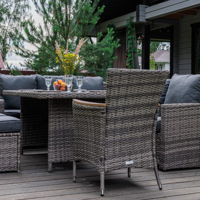 Угловой комплект Zorro Wood Royal Family из искусственного ротанга, цвет серый фото 10