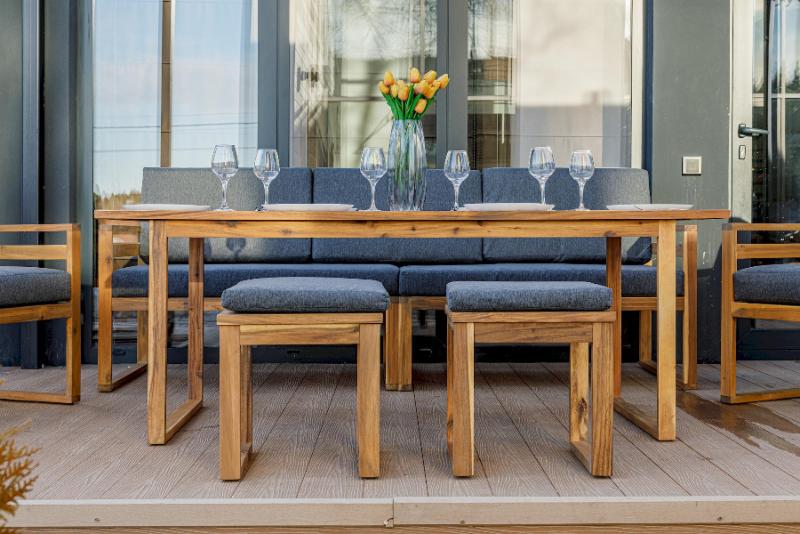 Обеденный комплект Brooklyn Royal Family из дерева, цвет серый фото 4