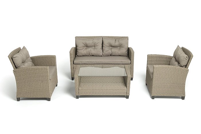 Лаунж-Зона Филадельфия 4SIS из искусственного ротанга, цвет соломенный фото 2