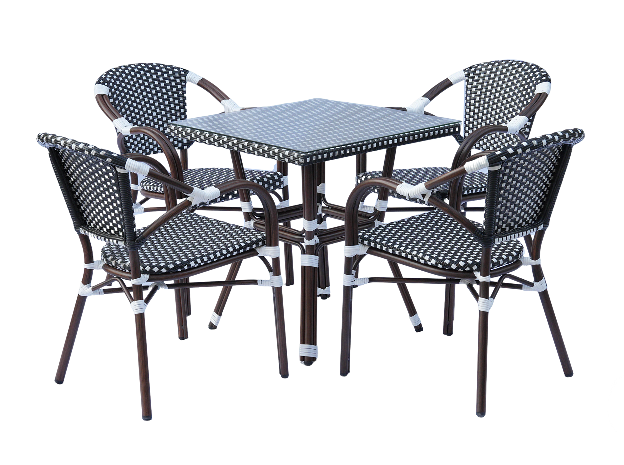 Кабри плетеный стул из искусственного ротанга, цвет черно-белый фото 4