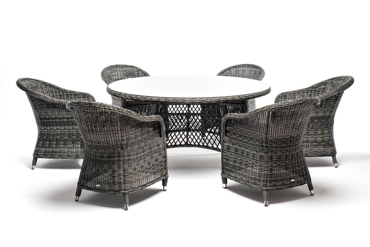 Обеденная группа Эспрессо-150 R 4SIS из искусственного ротанга, цвет графит фото 1