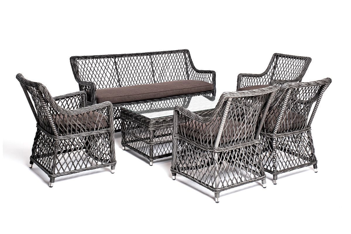 Лаунж-зона Асти 4SIS из искусственного ротанга, цвет графит 6 персон фото 4