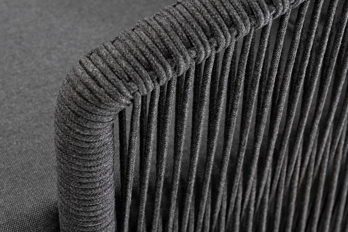 Верона диван 3-местный плетеный из роупа, каркас алюминий темно-серый (RAL7024) муар, роуп темно-серый круглый, ткань темно-серая 027 фото 4