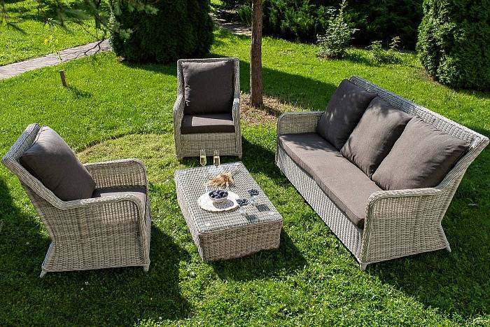 Лаунж-Зона Гляссе 4SIS из искусственного ротанга, цвет бежевый фото 1